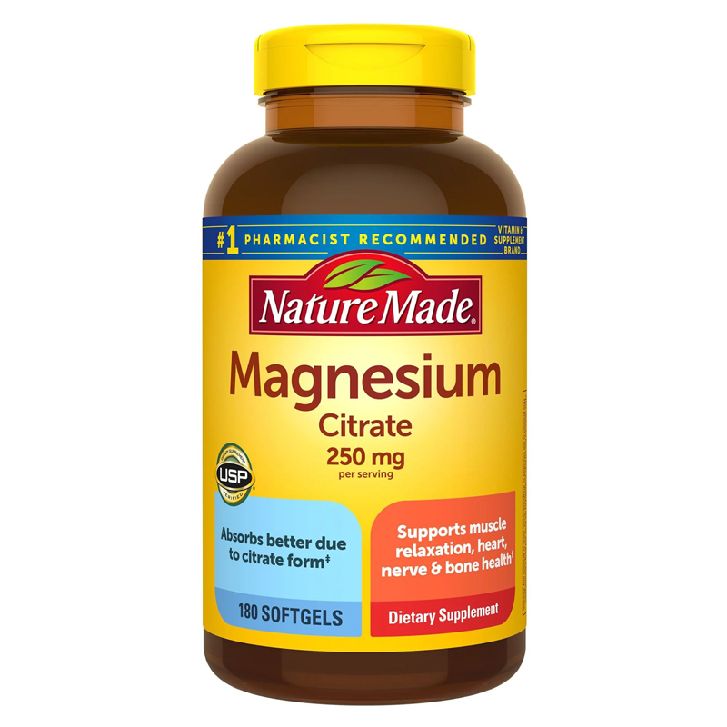 Nature made Magnesium 250 mg 180 softgels แมกนีเซียม 250 mg Exp.10/2027