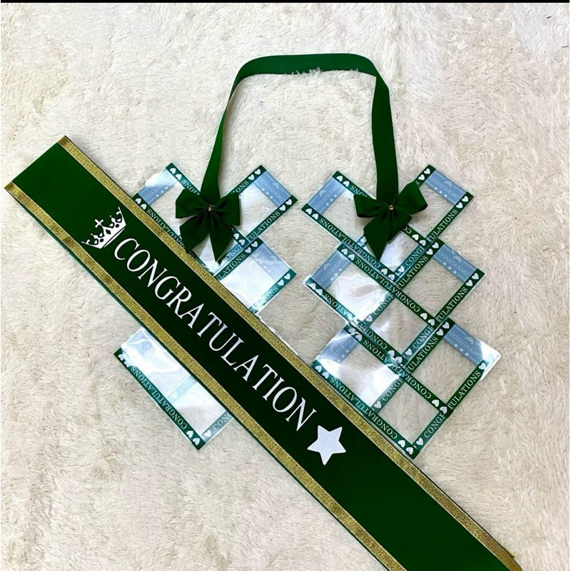 (27) >> พวงมาลัยใส่ธนบัตร congratulations 12 ซองรูปหัวใจ เป็นเซ็ท