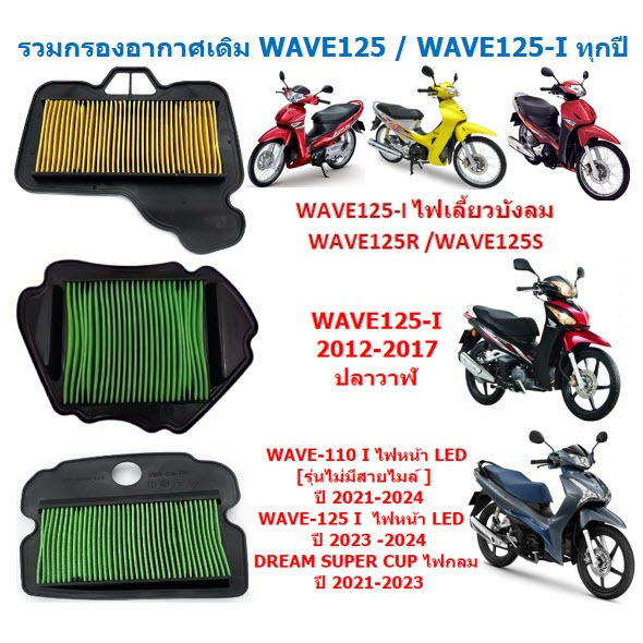 [มีหลายรุ่น] ไส้กรองอากาศ WAVE125/WAVE125R/WAVE125S / WAE125-I / WAVE125-I LED กรองอากาศเวฟ125