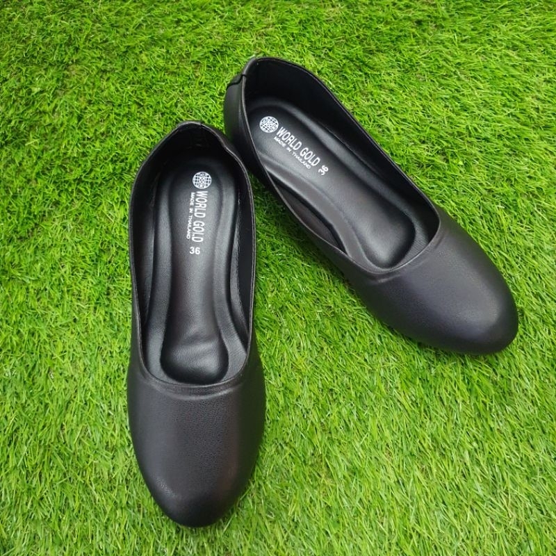 รองเท้าคัทชูปลายมนหนังนิ่มสีดำ ส้นสูง 1 นิ้ว ไซส์ 36-40 รหัส B7132