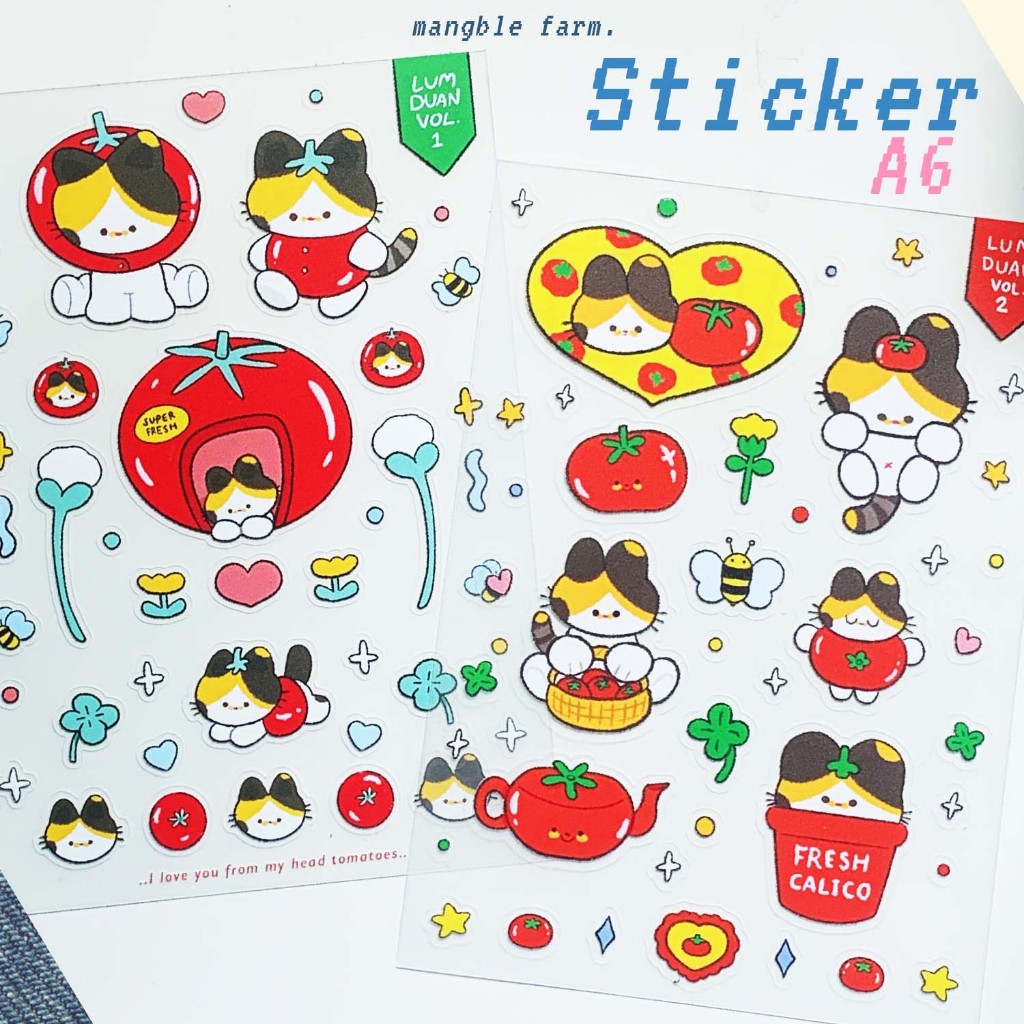 (พร้อมส่ง) STICKER A6 : LUMDUAN CALICO CAT