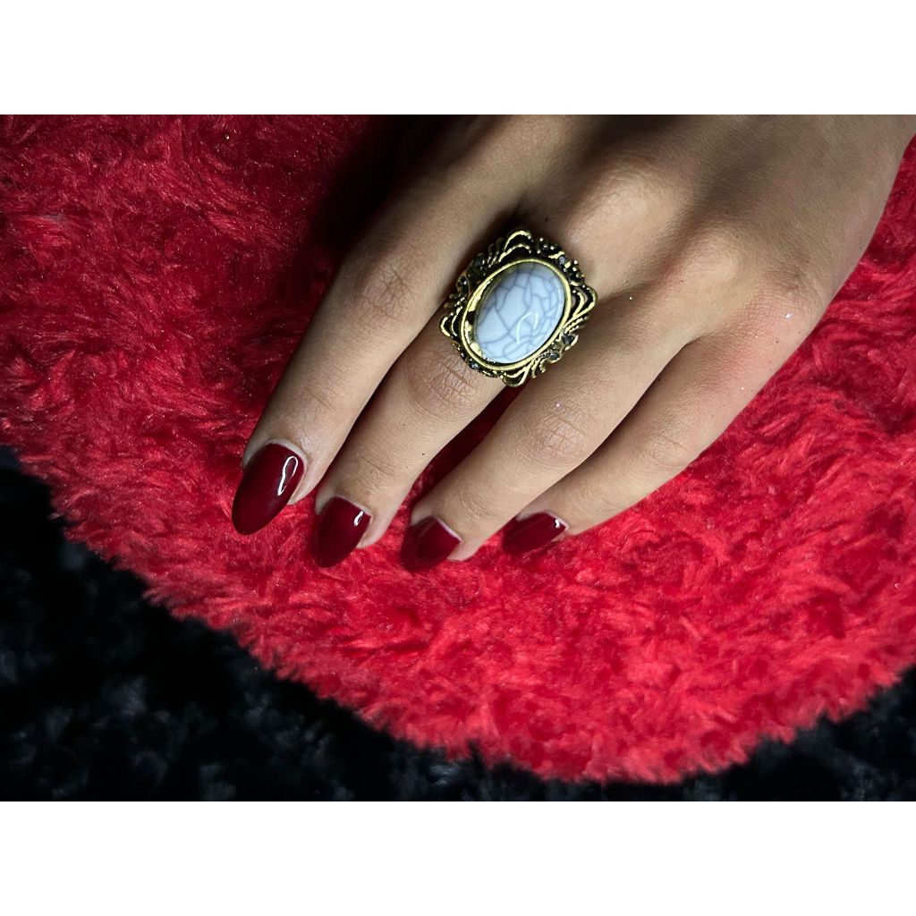 Elegant Marble-Colored Stone Ring - Classic Sophistication Howlite Ring