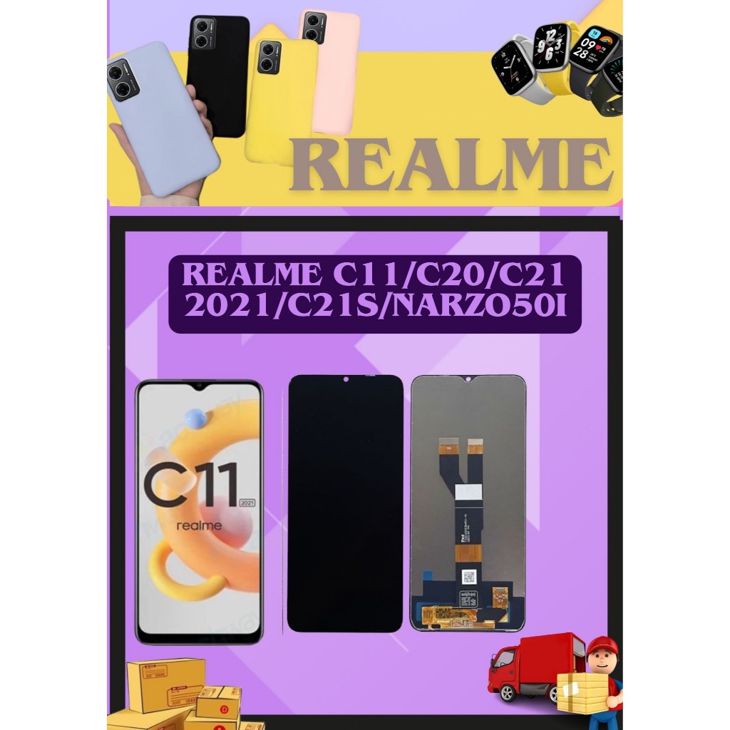 LCD Realme C11 21 /C20 21 /C21 2021/C21S/narzo50i ชุดไขควงแถม+ฟิม+กาวติดจอ อะไหล่มือถือ คุณภาพดี jjphoneshop23