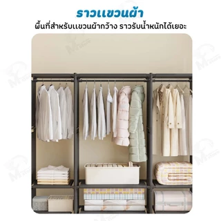 [ ตู้เสื้อผ้า 1/2/3 แถว ] ราวแขวนทรงตู้ ราวตากผ้า มีให้เลือก 3 ขนาด ชั้นวางของผ้า NON-WOVEN กันน้ำ หลายชั้น พร้อมส่ง YJ