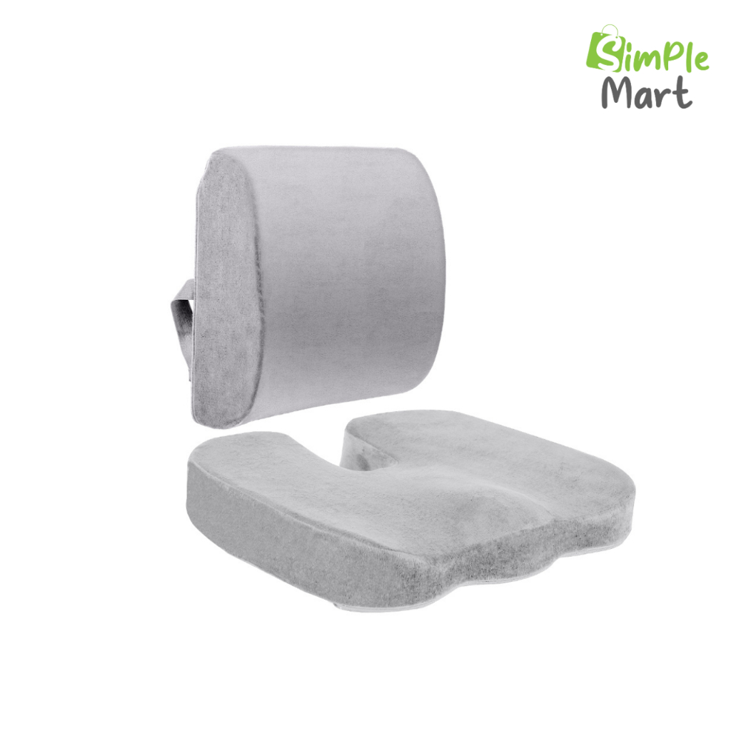 เบาะรองหลัง เบาะรองนั่งเพื่อสุขภาพ เซ็ตเบาะรองนั่ง ลดอาการปวดหลัง เบาะรองเก้าอี้ Simple Mart