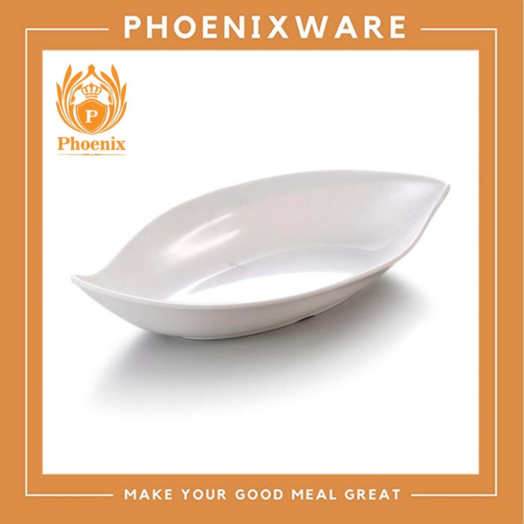 จานใบไม้ลึก 8-10 นิ้ว จานมะม่วง เมลามีน สีขาว Phonenix D185808 13204-10
