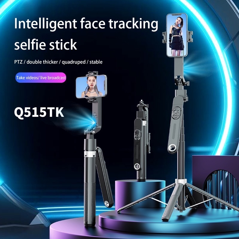 มาใหม่ Q515TK ถ่ายภาพอัจฉริยะGimbal ไม้เซลฟี่หมุนได้360 ขาตั้งกล้องมือถือเซลฟี่ 1.8m แบบพกพาสะดวก การจดจำท่าทางอัจฉริยะ