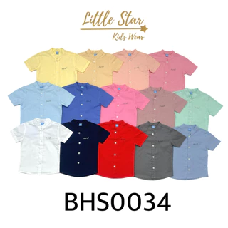 ⭐️Littlestar 👦🏻 เสื้อเชิ้ตเด็ก สีพื้น คอสูท ปักOriginal ผ้าอ๊อกฟอร์ด 14 สี [ราคาต่อ1ตัว] BHS0034