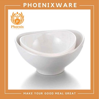 ชามวงรี 8-10 นิ้ว ขอบโค้ง เมลามีน สีขาว Phoenix 56008 56010