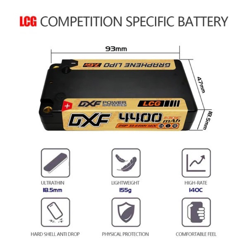 DXF (NGP)  Shorty Lipo 7.6V 2S140C 4400mAh/6300mam  7000mah Hardcase For 1/10 Buggy Truggy Offroad B