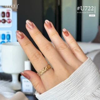 สีทาเล็บกึ่งเจล สีลูกแก้ว แคทอาย U-DELI U-722 (ไม่อบ) Sliver Metallic Cat Eye Vegan ใช้แม่เหล็ก