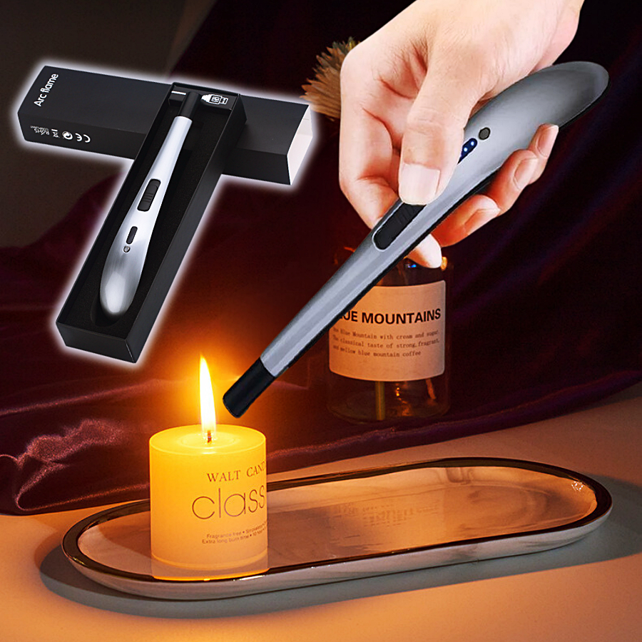 ไฟแช็คไฟฟ้า ไฟแช็ค ที่จุดไฟ เตาแก๊ส จุดเทียนหอม แบบพกพา Electric arc Lighter กันลมได้ดี ชาร์จUSB