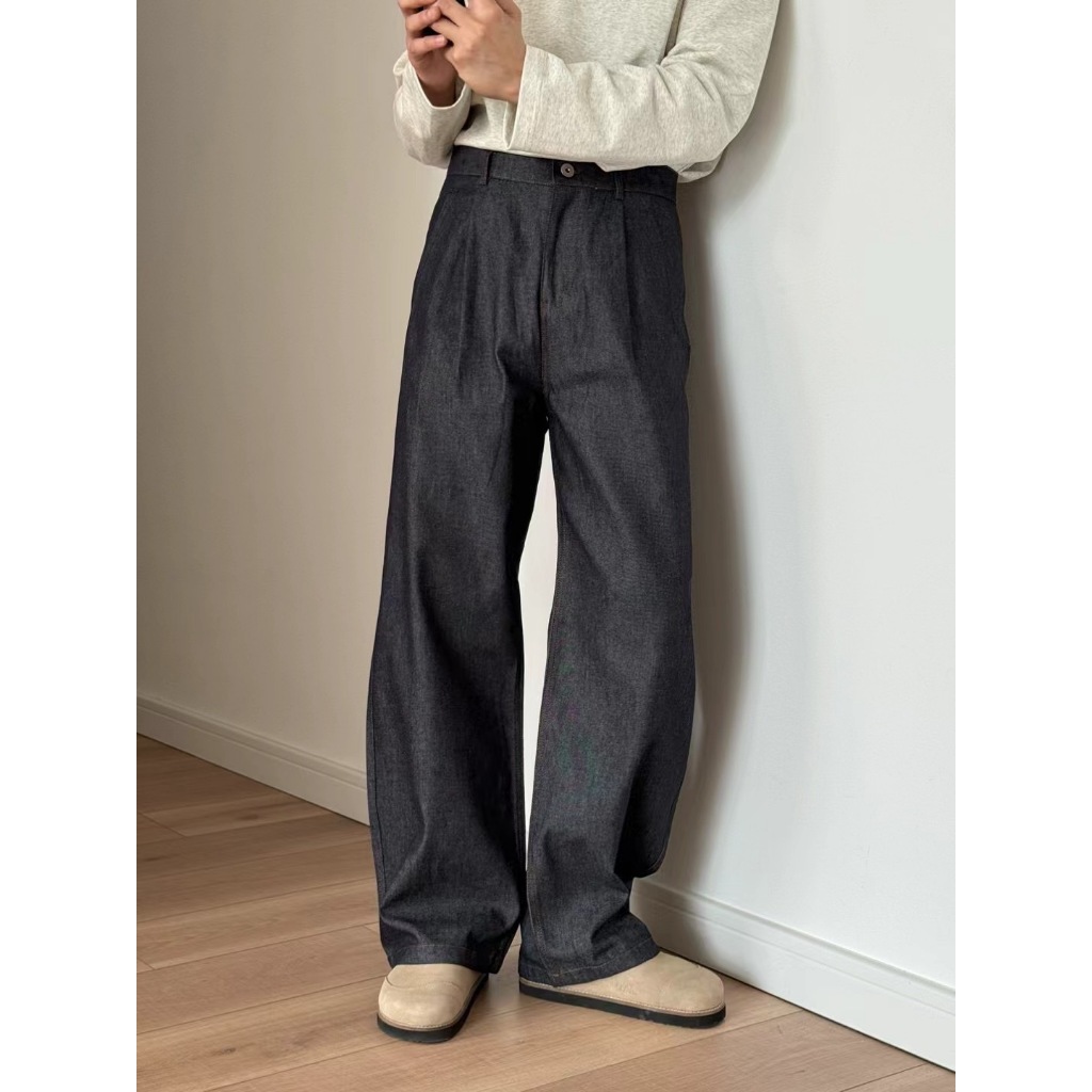 LEELA-กางเกงยีนส์ขากระบอกทรงยาว-JEANS TROUSERS
