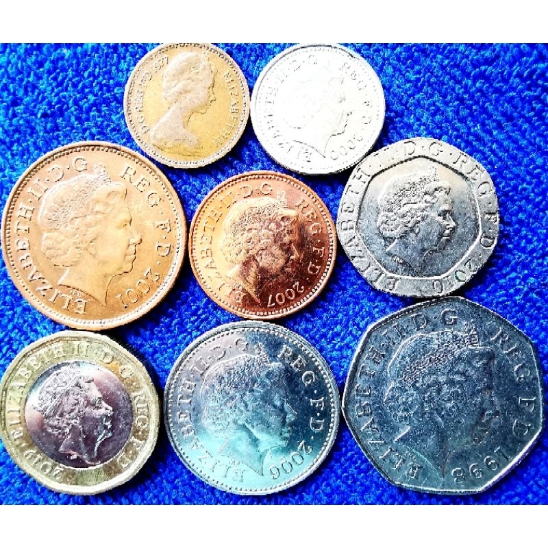 เหรียญ​อังกฤษ​ UK, ชุด​ใหญ่ 4th portrait 8 เหรียญ, #​670T, ใช้แล้ว