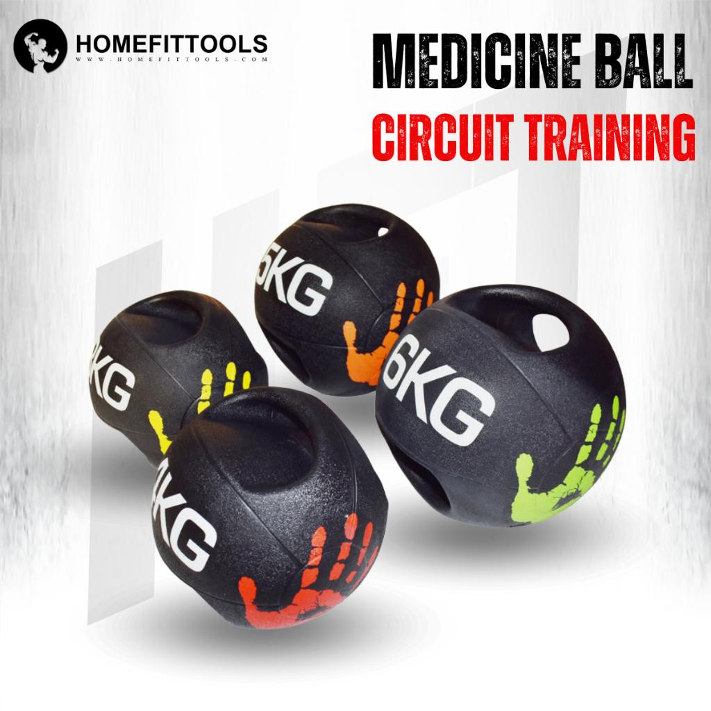 Double Dual Grip Medicine Ball ลูกตุ้มยกน้ําหนัก แบบมือจับ บอลยาง ลูกบอลถ่วงน้ำหนัก - Homefittools