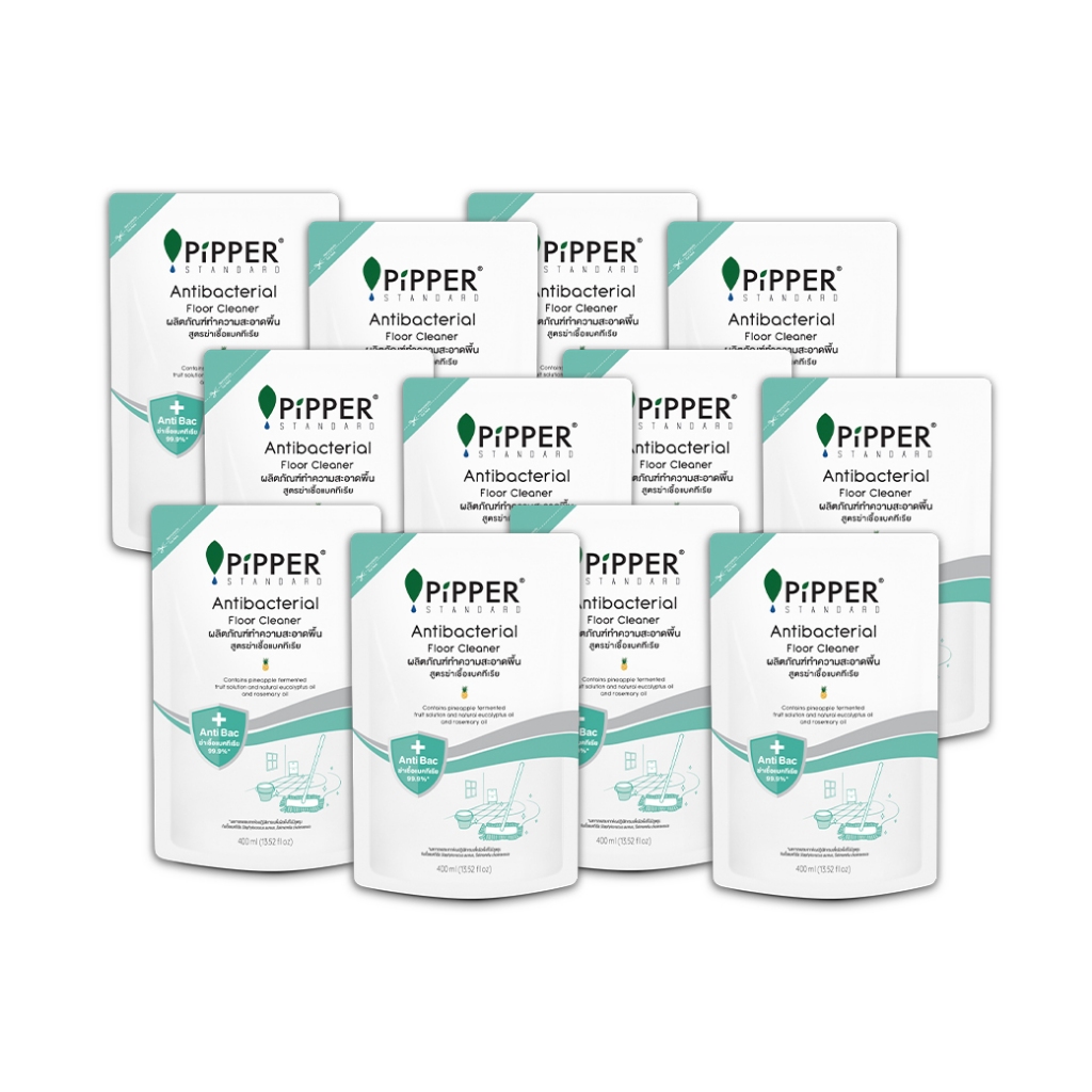 PiPPERSTANDARD ผลิตภัณฑ์ทำความสะอาดพื้น สูตรฆ่าเชื้อแบคทีเรีย กลิ่นทีทรีออย 400 มล. ยกลัง 12 ถุง