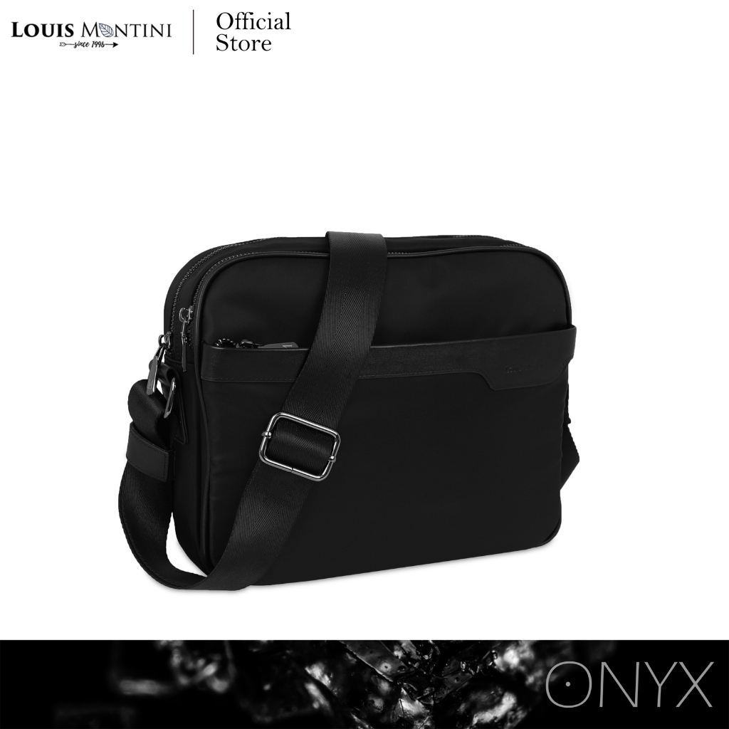 Louis Montini (ONYX) กระเป๋าสะพายข้าง Crossbody bag ผ้าไนล่อนผสมหนังวัวเรียบ ONX04