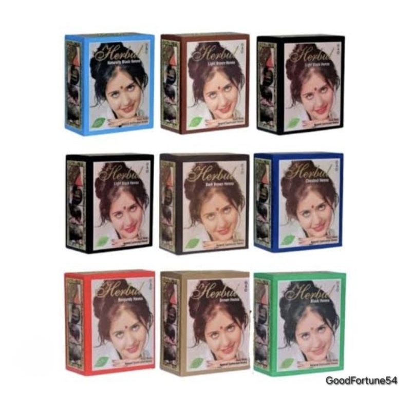 เฮนน่า ย้อมผม สมุนไพร Herbul ของอินเดีย แท้ 100%_ Herbal Hair Color (1 กล่อง มี 6ซอง) Halal ฮาลาล มี 7สี