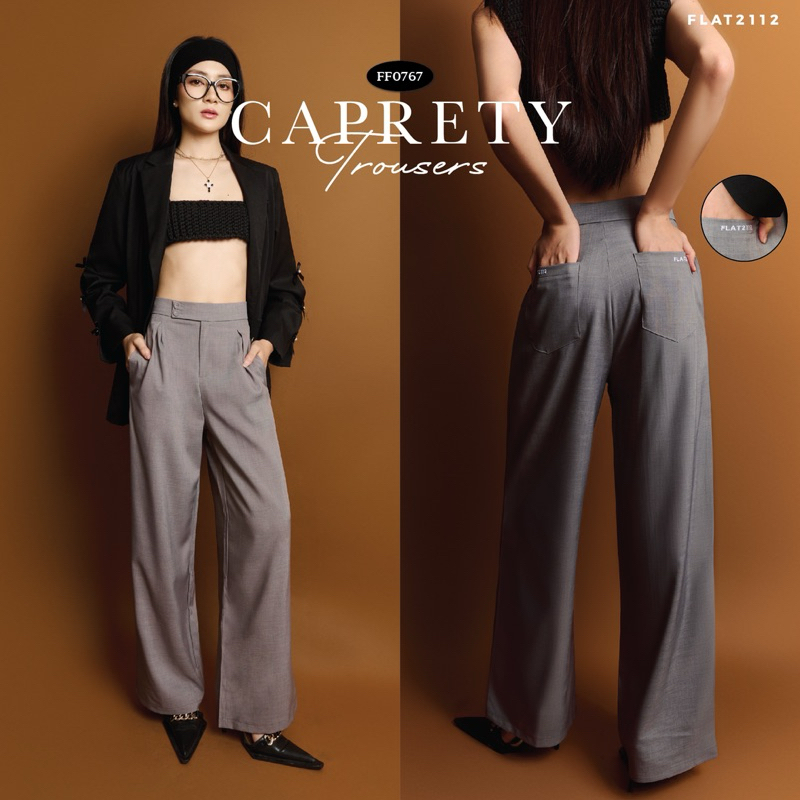 FLAT2112 FF0767 : CAPRETY TROUSERS กางเกงขายาว จับจีบทวีต