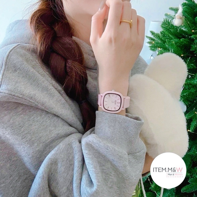สินค้าใหม่‼️พร้อมส่ง❤️นาฬิกาข้อมือ สายซิลิโคน หน้าปัดเหลี่ยม มี 6 โทนสี งานน่ารัก💗