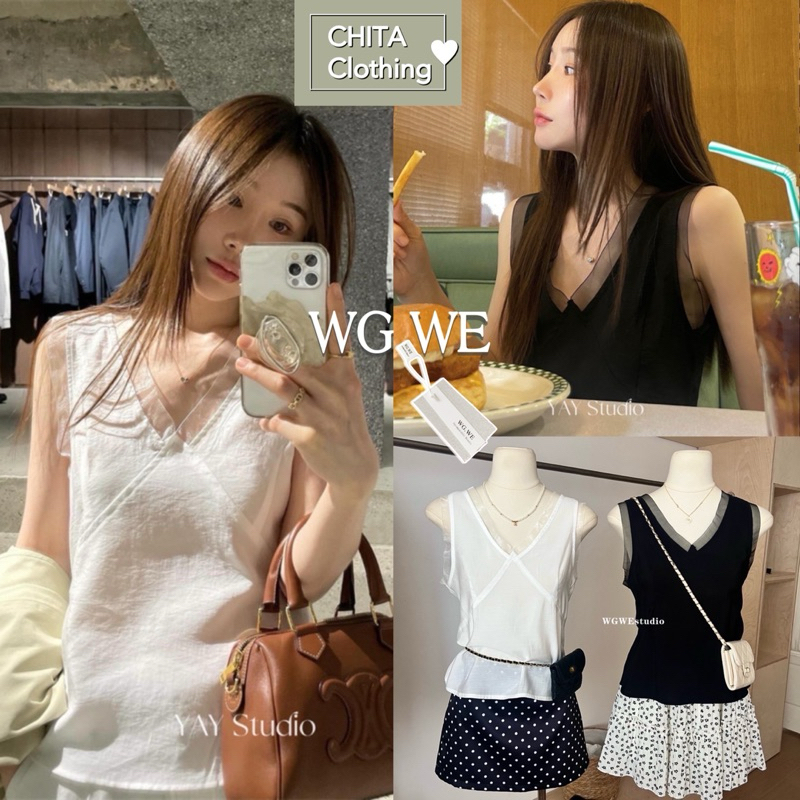 9344#เสื้อแขนกุด คอวี งานซิปข้าง เนื้อผ้าดี งานสวย TAG:WG.WE