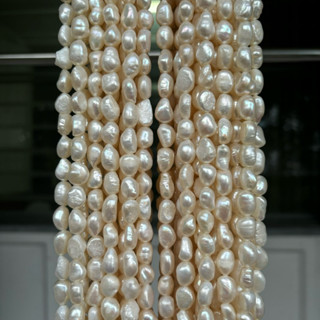 ไข่มุกแท้ Fresh Water Pearl ไข่มุกน้ำจืด ทรงรีเหลี่ยม 10-14 …