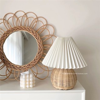 พร้อมส่ง🪵โคมไฟมินิมอล มีไฟ3สี โคมไฟตกแต่งบ้าน โคมไฟทรงหวาย M…