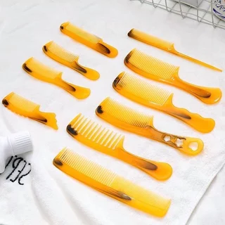 หวีแต่งผม10ชิ้นหวีเอ็นวัวป้องกันไฟฟ้าสถิตย์หวีจัดแต่งทรงผมเครื่องมือจัดแต่งทรงผมที่ตัดขนอุปกรณ์เสริม