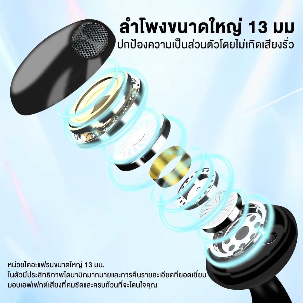 SANSONIC หูฟังบลูทูธไร้สาย หูฟังไร้สาย หูฟังบลูทูธ สําหรับเล่นเกม Bluetooth 5.4 เคสโปร่งใส ตัดเสียงรบกวน รุ่น YYK-Q29