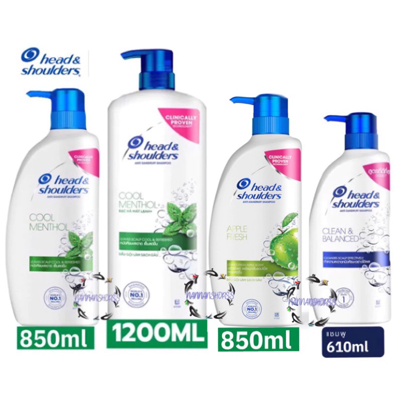 Head & Shoulders เฮดแอนด์โชว์เดอร์ แชมพูขจัดรังแค คูล เมนทอล 1.2 ลิตร แอปเปิ้ล 610 850 1200 ml Cool Menthol Apple P&G