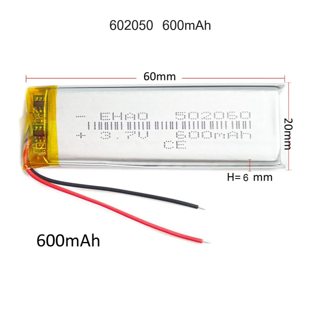 602050 600MAH แบตเตอรี่ลิเธียมโพลิเมอร์แบตเตอรี่ LiPo แบบชาร์จไฟได้สำหรับ Mp3 หูฟังแผ่น DVD กล้องบลูทูธ