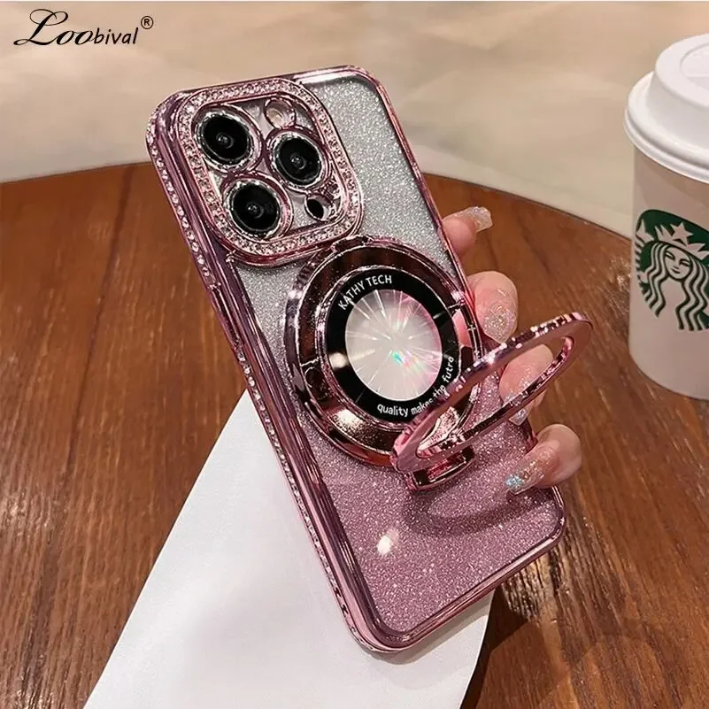 ใหม่ เคสไอโฟน เคสกากเพชร ติดเพชรหรูหราสำหรับ iPhone 11 12 13 14 15 Pro Pro Max Plus
