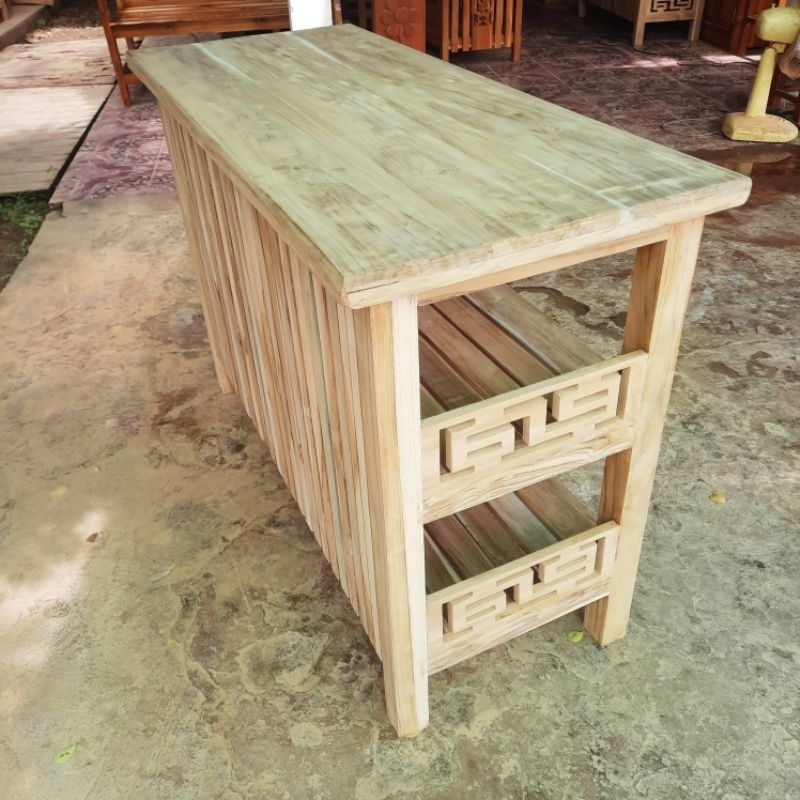 ชั้นวางของ 3 ชั้น (ลายฉลุ) 50 x 120 ซม. (งานดิบ ไม่ทำสี) เฟอร์นิเจอร์ไม้สัก