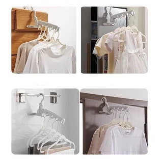 ZK02 ปลีก/ส่ง ราวตากผ้าพับได้ แบบพกพา โรงแรม ท่องเที่ยว มัลติฟังก์ชั่น ห้าหลุม