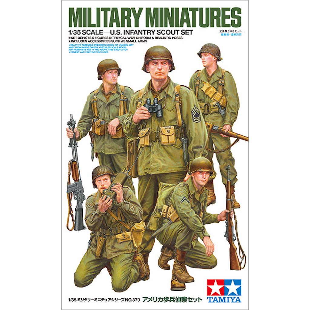 💥New💥 🏆 TAMIYA 35379 ชุดประกอบจำลองมาตราส่วน 1:35 U.S. INFANTRY SCOUT SET ต้องไปสร้างและทำสีเอง