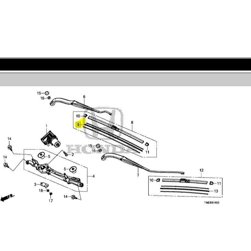 (ของแท้) 76622-TDK-J02 ยางใบปัดน้ำฝน ฝั่งขวา คนขับ ฮอนด้า Honda CRV ปี 2019/ราคาต่อ 1 ชิ้น/ แท้ศูนย์