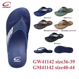 Gambol GW/GM 41142 รองเท้าหนีบ แกมโบ ชาย/หญิง 36-44 สีดำ/กรม/น้ำตาลเข้ม/น้ำตาลอ่อน/เขียว hijรน