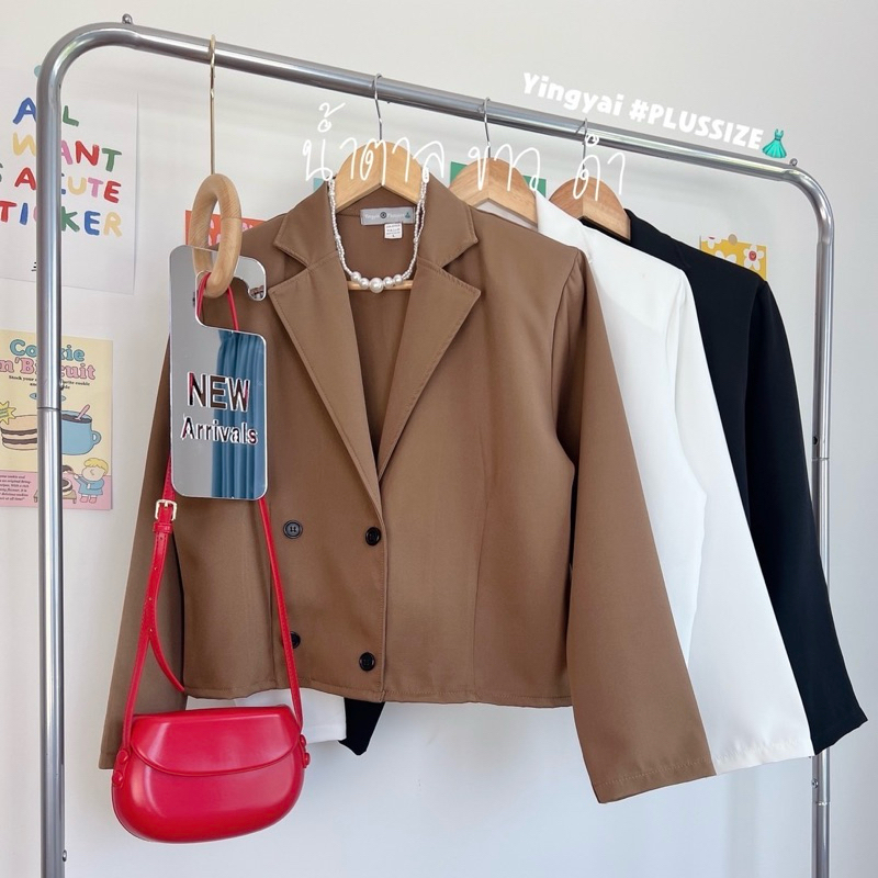 เบลเซอร์ครอปแขนยาว เบลเซอร์สาวอวบ อก40-50นิ้ว plussize เสื้อสูทสาวอวบ