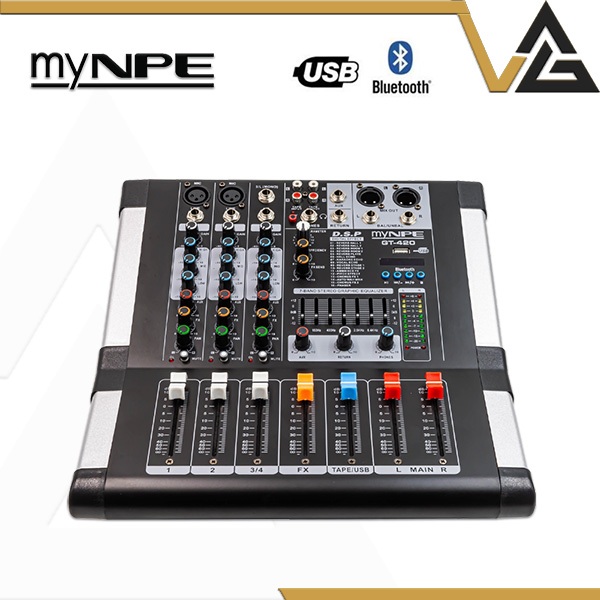 myNPE GT-420 เพาเวอร์มิกซ์ 4ชาแนล มิกเซอร์ แอมป์ บลูทูธ เครื่องเสียง 7 EQ 100W Power mixer bluetooth