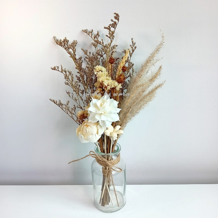 ช่อดอกไม้แห้ง ดอกดาเลีย แจกันดอกไม้ ดอกไม้แห้ง DIY ตกแต่ง พร้อพถ่ายรูป Flower Bunch
