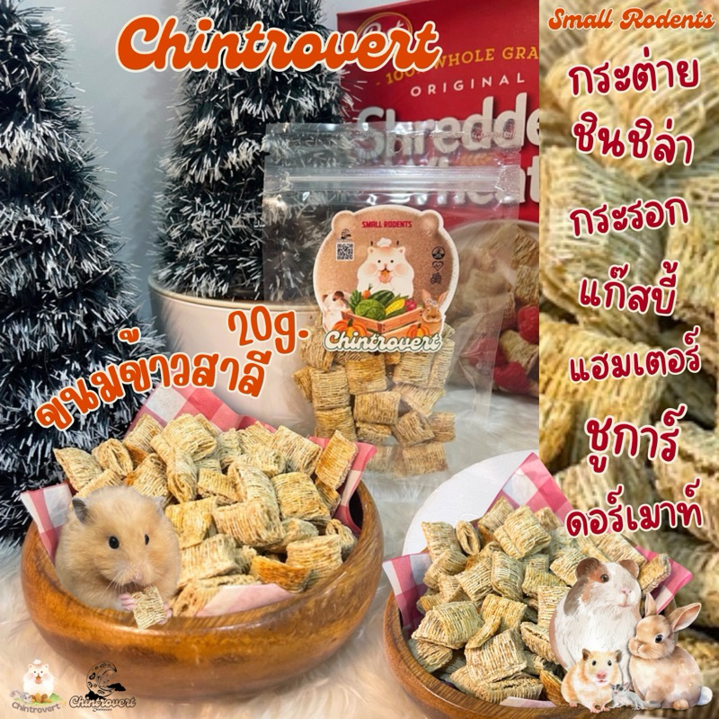 Chintrovert ขนมข้าวสาลีอบกรอบ 20g. ไม่ปรุงรส กลิ่น สี ขนมกระต่าย ชินชิล่า แก็สบี้ แฮมเตอร์