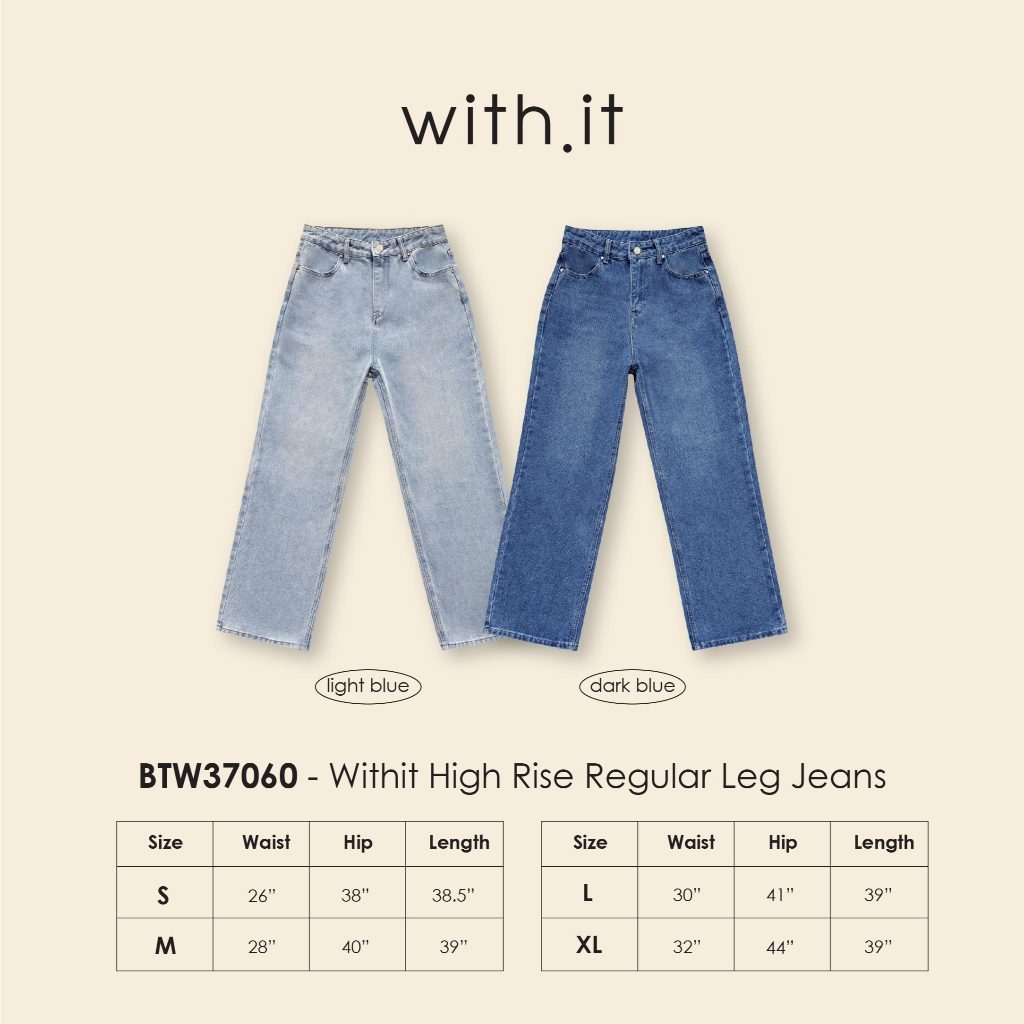 ลด 75.- พิมพ์ WTSD12 with.it.store - BTW37060 withit high rise regular leg jeans