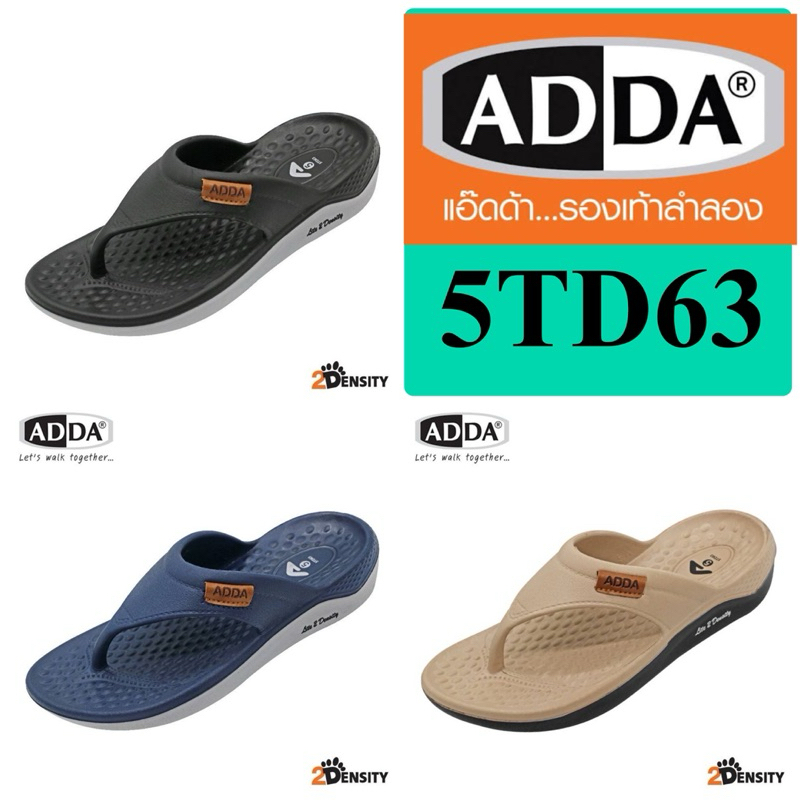 ADDA 5TD63 รองเท้าแตะหนีบ หญิง แอ๊ดด้า size4-6 สีดำ/กรม/ครีม