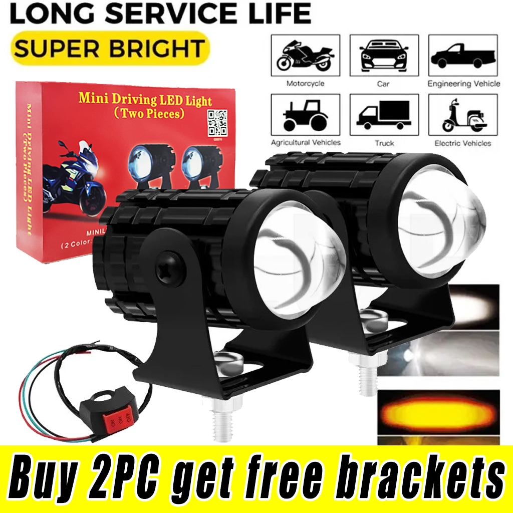 2PCS 40W ชุดไฟขับขี่ขนาดเล็กที่สว่างเป็นพิเศษไฟ LED ไฟหน้ารถจักรยานยนต์ 2 สีรถยนต์สองสี