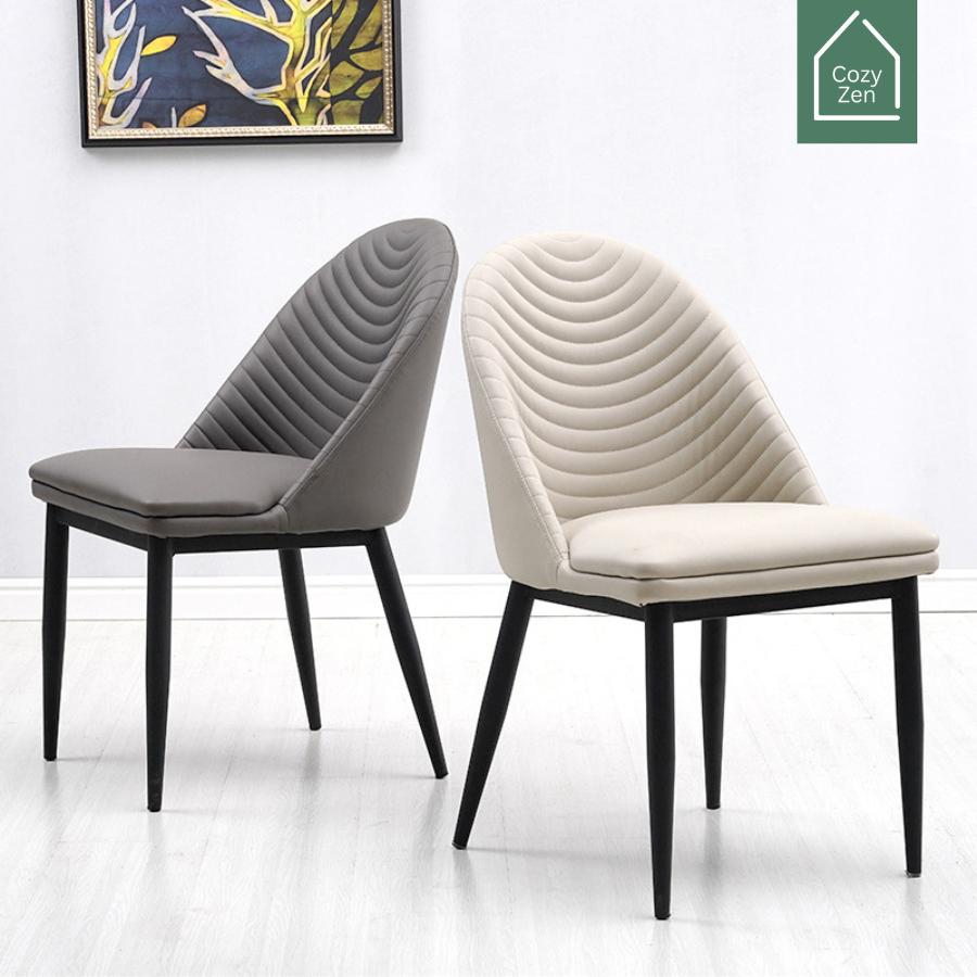 CozyZen เก้าอี้กินข้าว ขนาด 47x55x87 ซม. รับน้ำหนักได้ 150 กก. เบาะหนัง PU ขาเก้าอี้เหล็ก