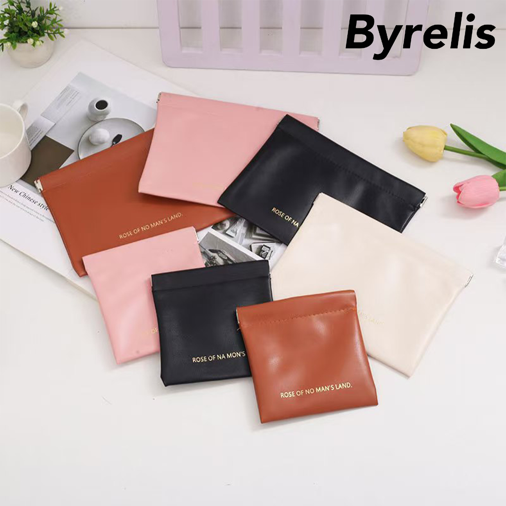 BYRELIS กระเป๋าเครื่องสำอางค์ กระเป๋าลิปสติก กระเป๋าใส่เหรียญ PU แบบพกพา กุญแจ ลิปสติก เก็บเหรียญ หูฟัง อเนกประสงค์