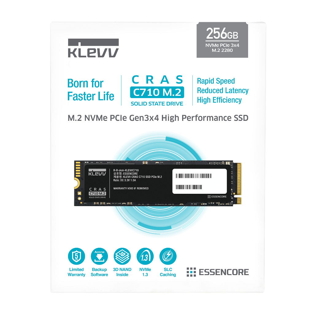 256 GB SSD (เอสเอสดี) KLEVV CRAS C710 M.2 2280 NVMe PCIe Gen3x4 (K256GM2SP0-C71)-ของแท้ประกัน 5 ปี