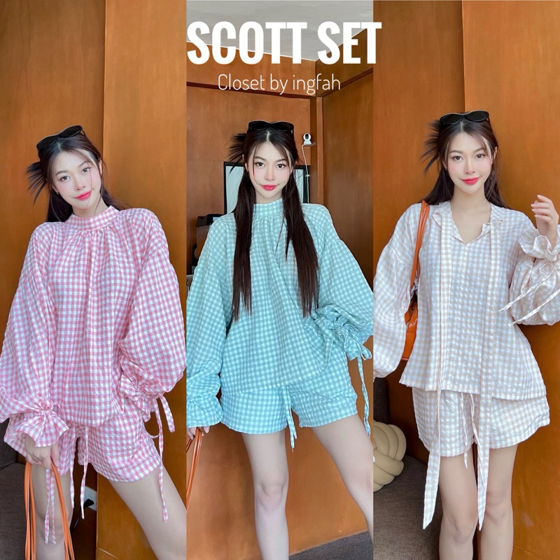 scott July set ชุดเซท 2 ชิ้น ลายสก็อตพาสเทล