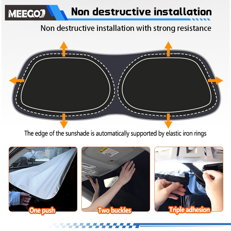 MeeGoo ร่มกันแดดในรถยนต์ ม่านบังแดดรถ ร่มบังแดด รถกันแดด ฉนวนกันความร้อน กันUV แบบพับได้ ที่บังแดด - 5