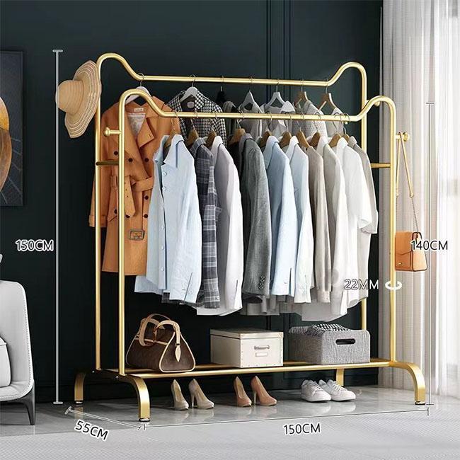 Yifeng ราวแขวนเสื้อผ้า หรูหรา มี2สีให้เลือก ราวบาร์เดี่ยว บาร์คู่ มีที่แขวนหมวกและกระเป๋า พร้อมชั้นว
